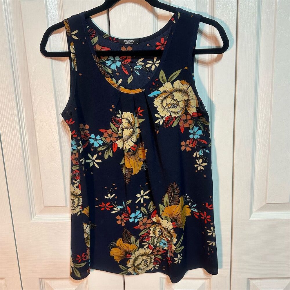 Zeagoo Women's Floral Sleeveless Tunic Tank Top Multicolor Size S